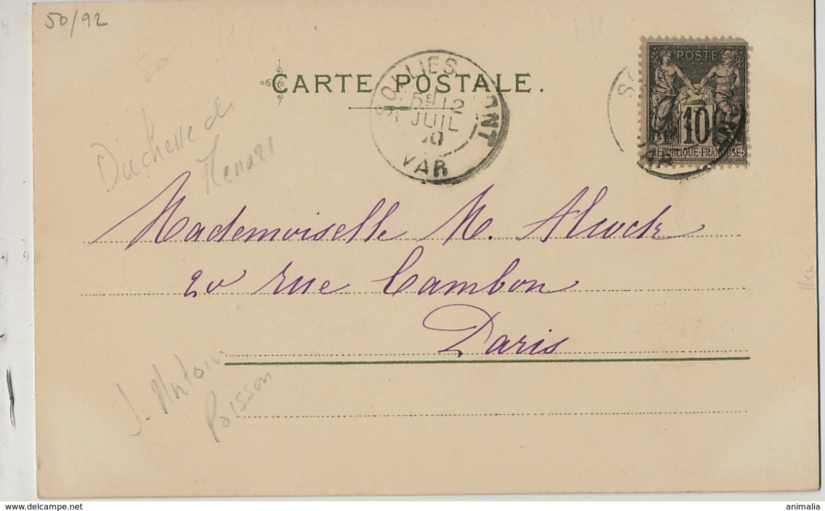 Art Card Marquise De Pompadour Duchesse De Menars Jeanne Antoinette Poisson Timbrée Sollies Pont  Var 1900 - Femmes Célèbres