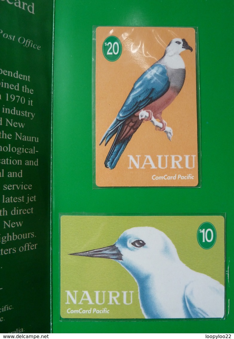 NAURU - 1st Phonecard Set Of 2 - ComCard Pacific - $10 & $20 - White Tern & Micronesian Pigeon - Mint In Folder - Nauru