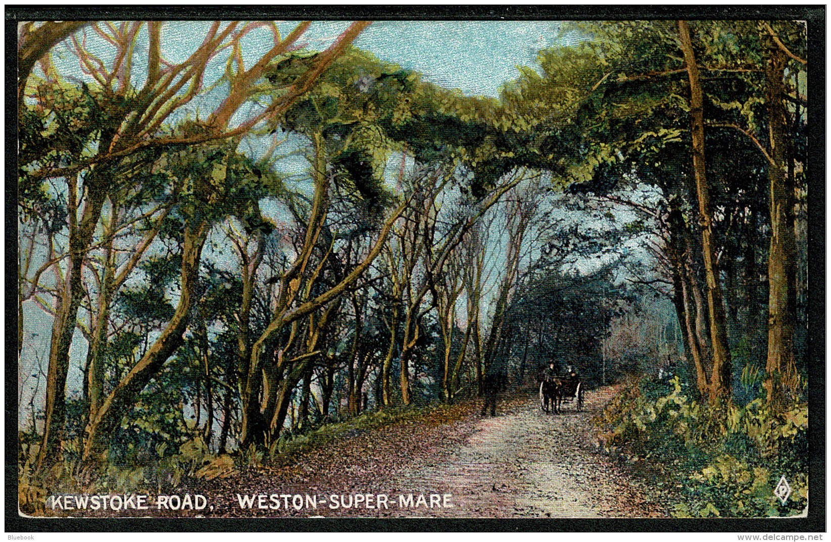 RB 1195 - Early Postcard - Horse &amp; Carriage - Kewstoke Road Weston-super-Mare Somerset - Weston-Super-Mare