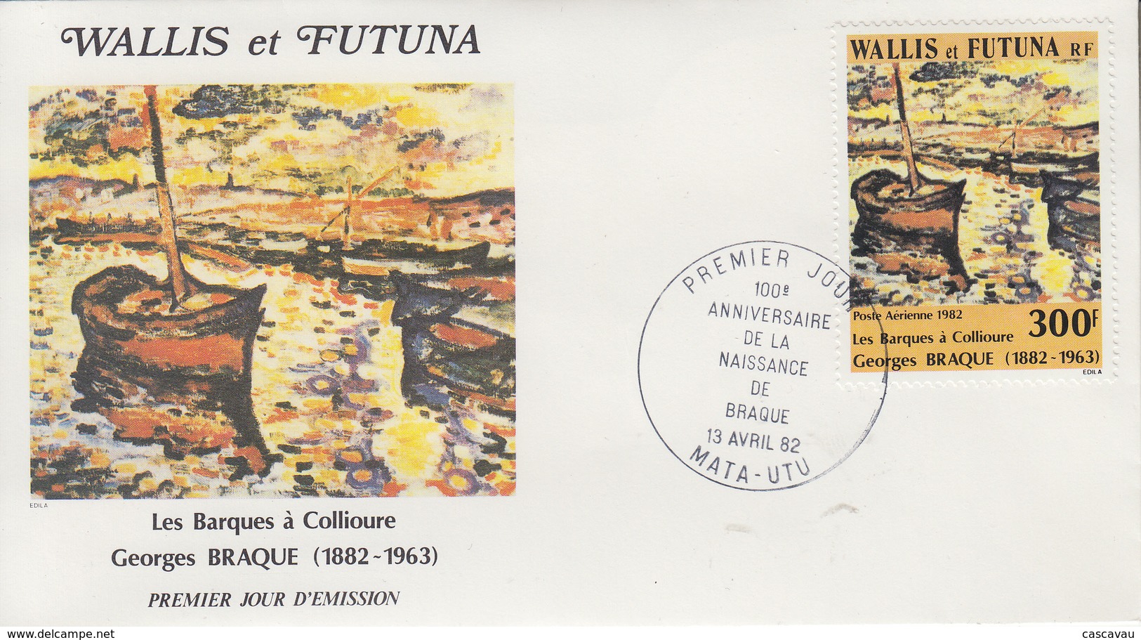 Enveloppe  FDC  1er  Jour    WALLIS  Et  FUTUNA     Oeuvre  De  Georges  BRAQUE   1982 - FDC