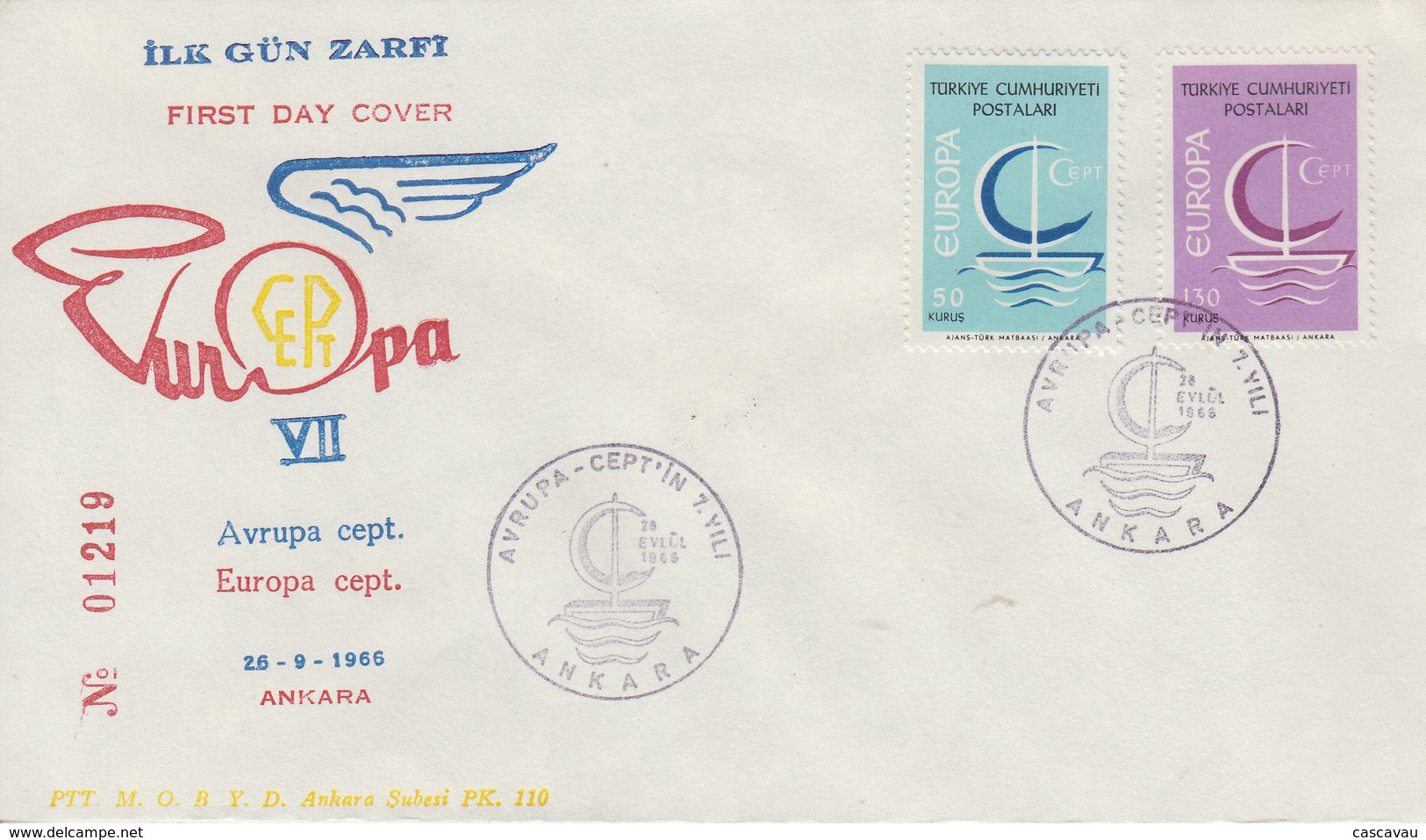 Enveloppe   FDC   1er  Jour     TURQUIE     EUROPA    1966 - 1966