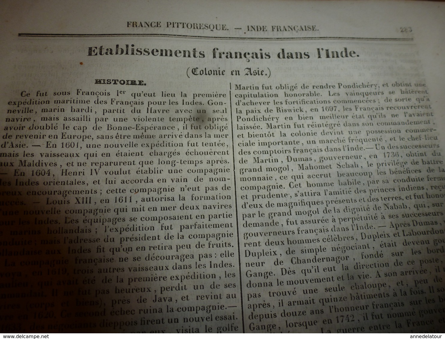 1935 FRANCE PITTORESQUE (Etablissements Français Dans L'Inde)-Caractère-Moeurs-Religions-Castes-Jongleurs Indiens-etc - Autres & Non Classés