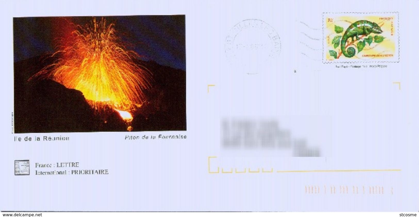 G421 - REUNION : Entier Postal - PAP - Stationery - Piton De La Fournaise, Voyagé Et Oblitéré à ST GILLES LES BAINS - Autres & Non Classés