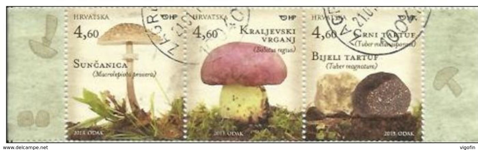 HR 2013-1091-3 MUSHROOMS, HRVATSKA CROATIA, 1 X 3v, Used - Hongos