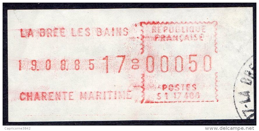 1985 - Empreinte Machine De Guichet FRAMA Type S1 - Vignette Du Bureau De La Brée Les Bains - 1969 Montgeron – Weißes Papier – Frama/Satas