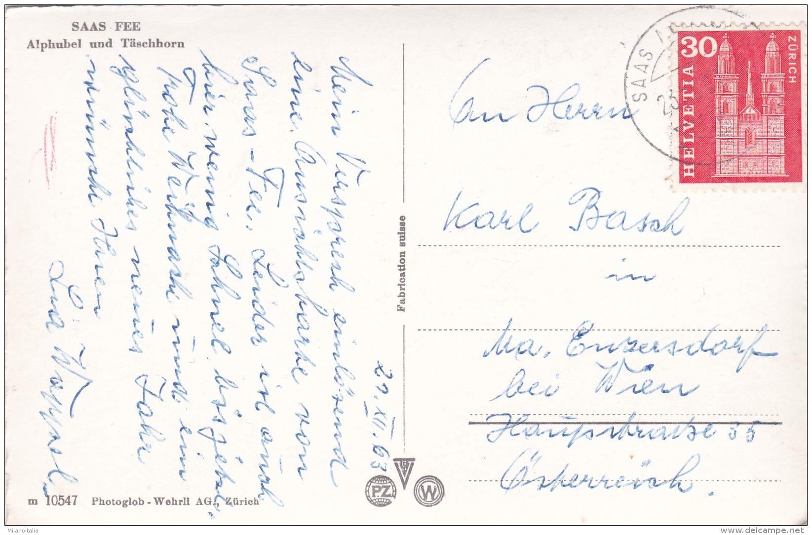 Saas-Fee - Alphubel Und Täschhorn (10547) * 23. XII. 1963 - Täsch