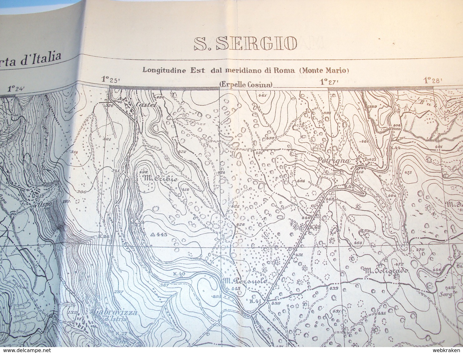 ISTRIA CROAZIA CARTA GIOGRAFICA DETTAGLIATA LOCALITA' SAN SERGIO POLA ISTITUTO GEOGRAFICO MILITARE 1926 - Documenti Storici