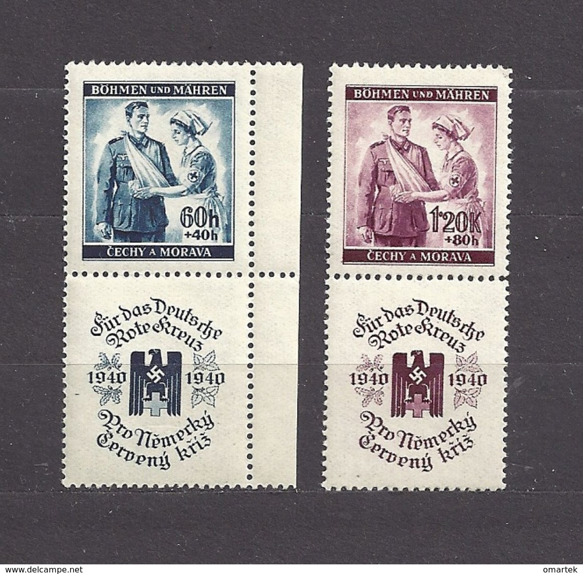 Bohemia & Moravia Böhmen Und Mähren 1940 MNH ** Mi 53-54 Zf Unten Sc B1-2 Red Cross I. Rote Kreuz I. German Occupation. - Ungebraucht