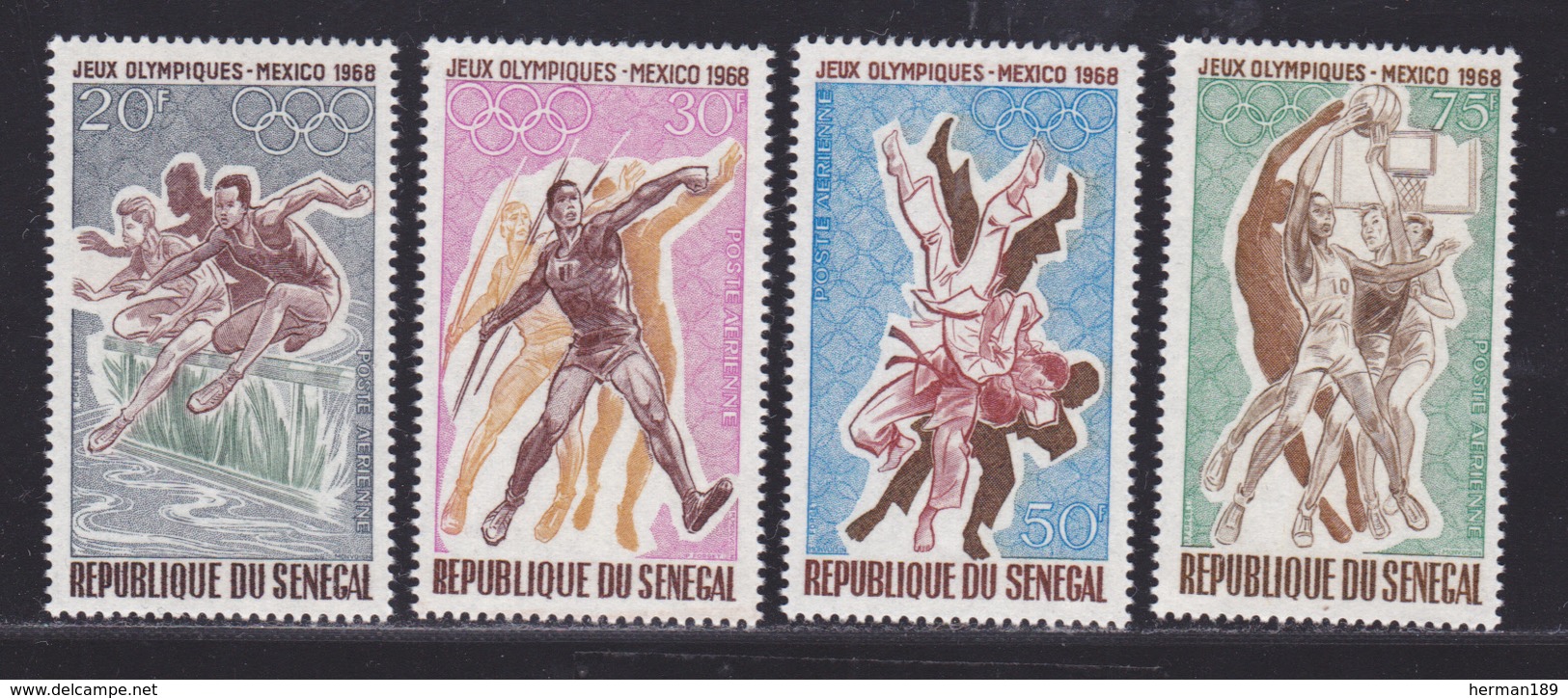 SENEGAL AERIENS N°   68 à 71 ** MNH Neufs Sans Charnière, TB (D5214) Sports, Jeux Olympiques De Mexico - Sénégal (1960-...)
