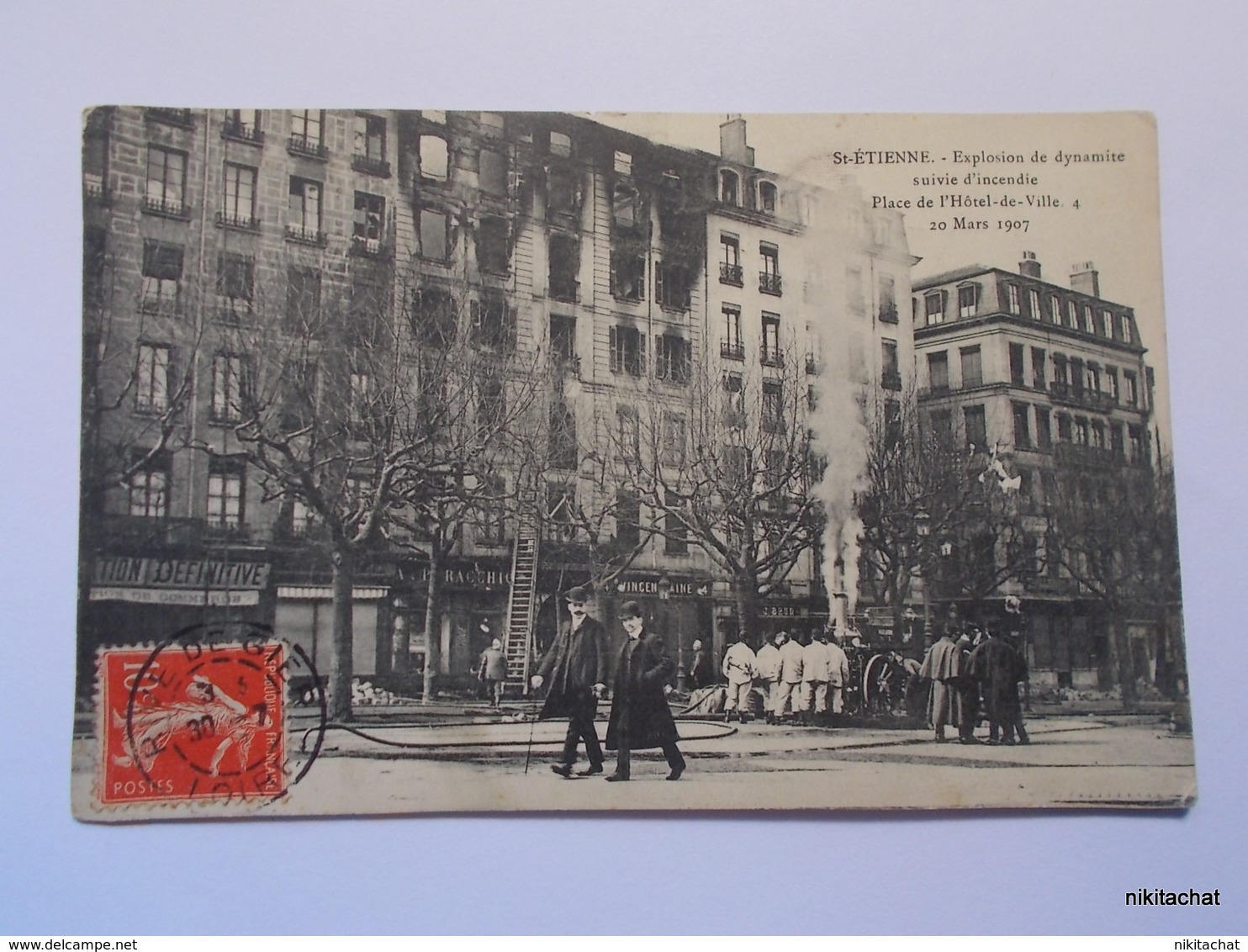 SAINT ETIENNE-Explosion De Dynamite Suivie D'incendie Place De L'hotel De Ville,20 MARS 1907 - Saint Etienne