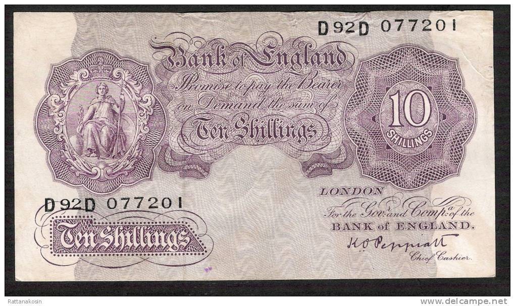 GREAT BRITAIN  P368a  10 SHILLINGS  1948  PEPPIATT      VF+   NO P.h. ! - 10 Shillings