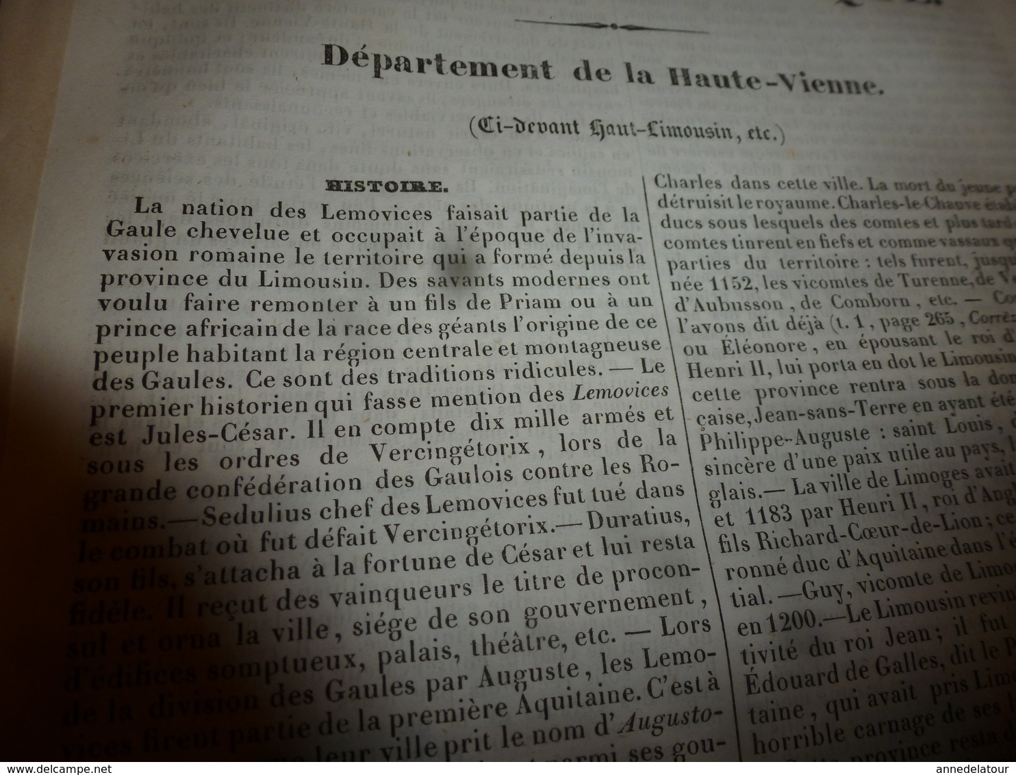 1935 HAUTE VIENNE (Histoire-Antiquités-Caractère-Langage-Curiosités-Industrie Commerciale-Gravures-Variétés- Etc) - Autres & Non Classés