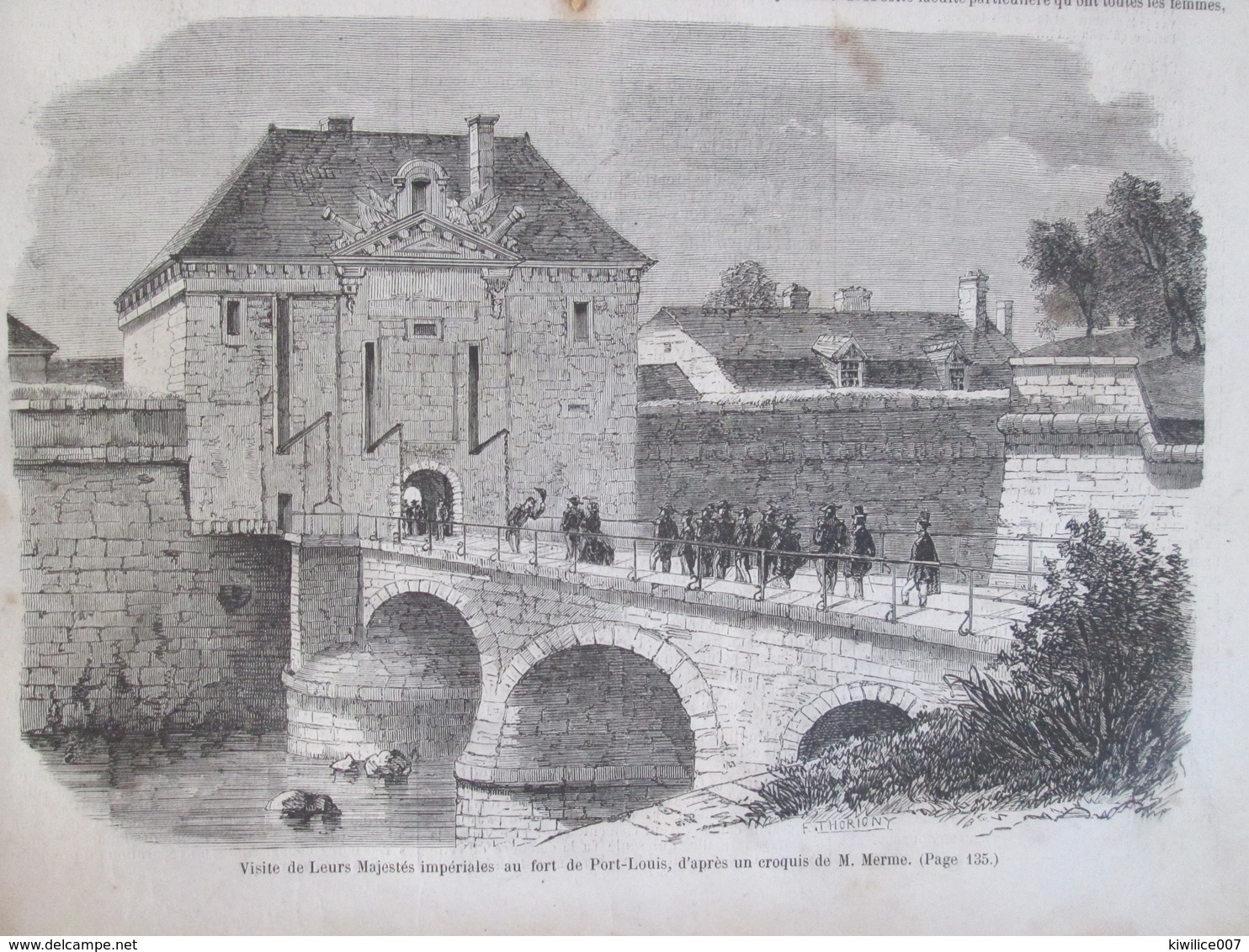 2 Gravure  1858  FORT DE PORT-LOUIS, PRES DE LORIENT - Port Louis