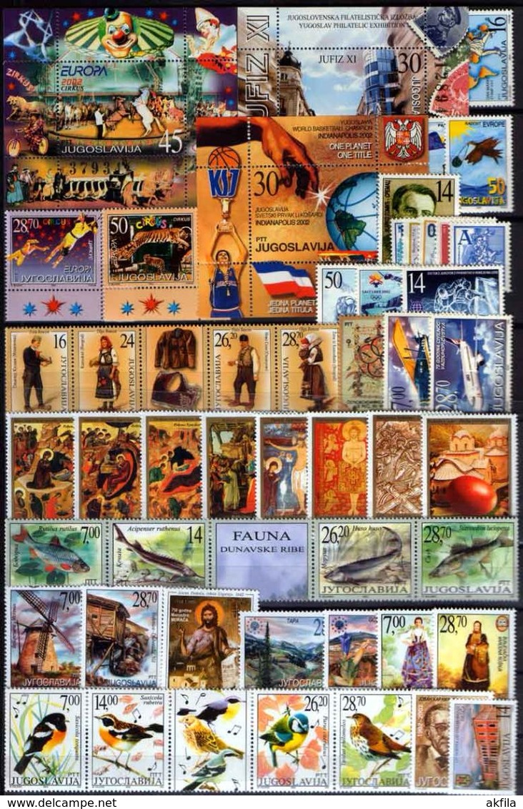 Yugoslavia 41 complete years from 1962 to 2002 year, MNH (**)