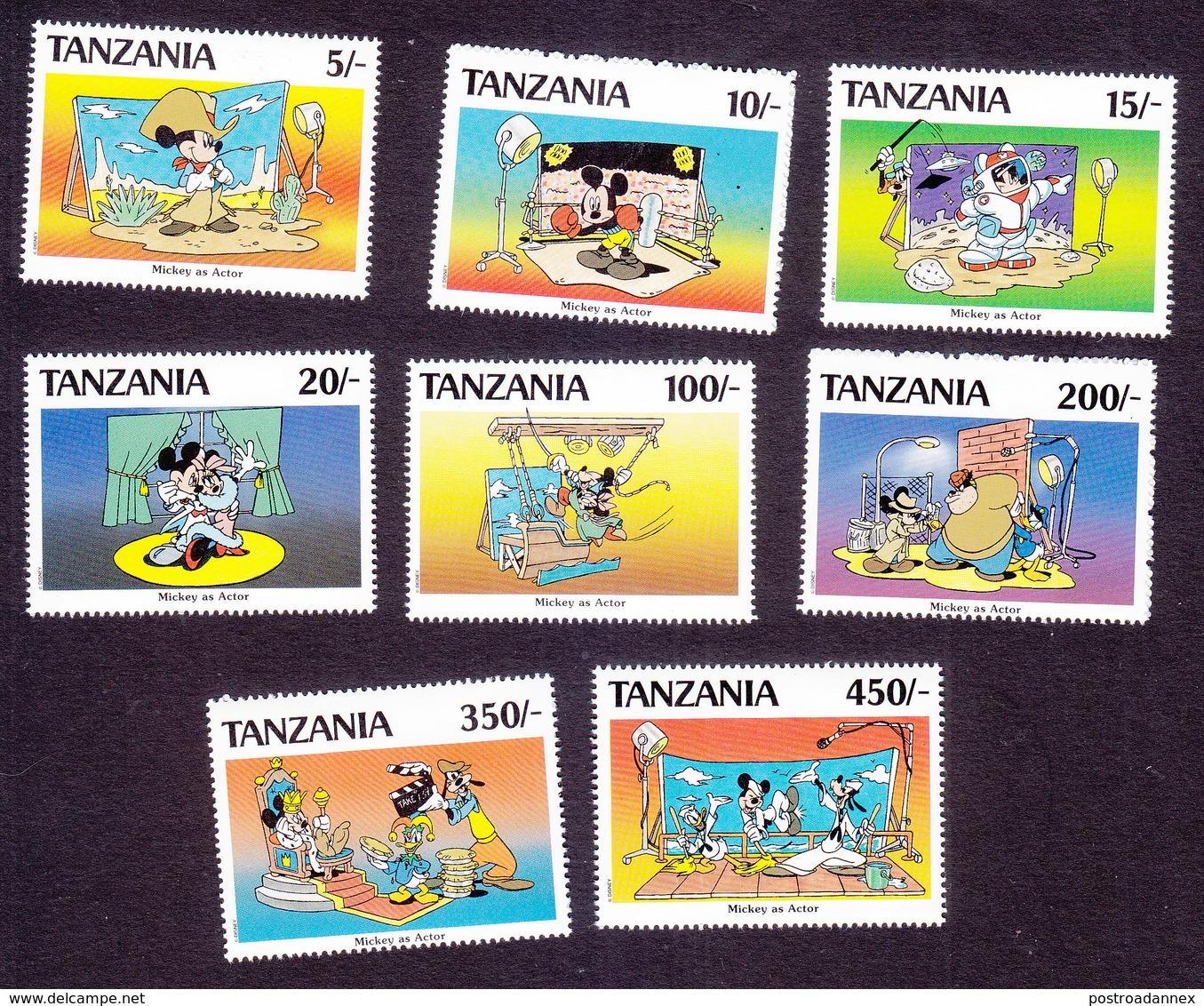 Tanzania, Scott #689-696, Mint Hinged, Mickey Mouse, Issued 1991 - Tanzania (1964-...)