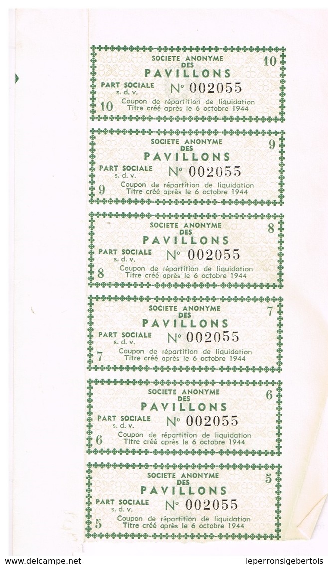 Ancienne Action - Société Anonyme Des Pavillons - Titre De 1954 - Industrie
