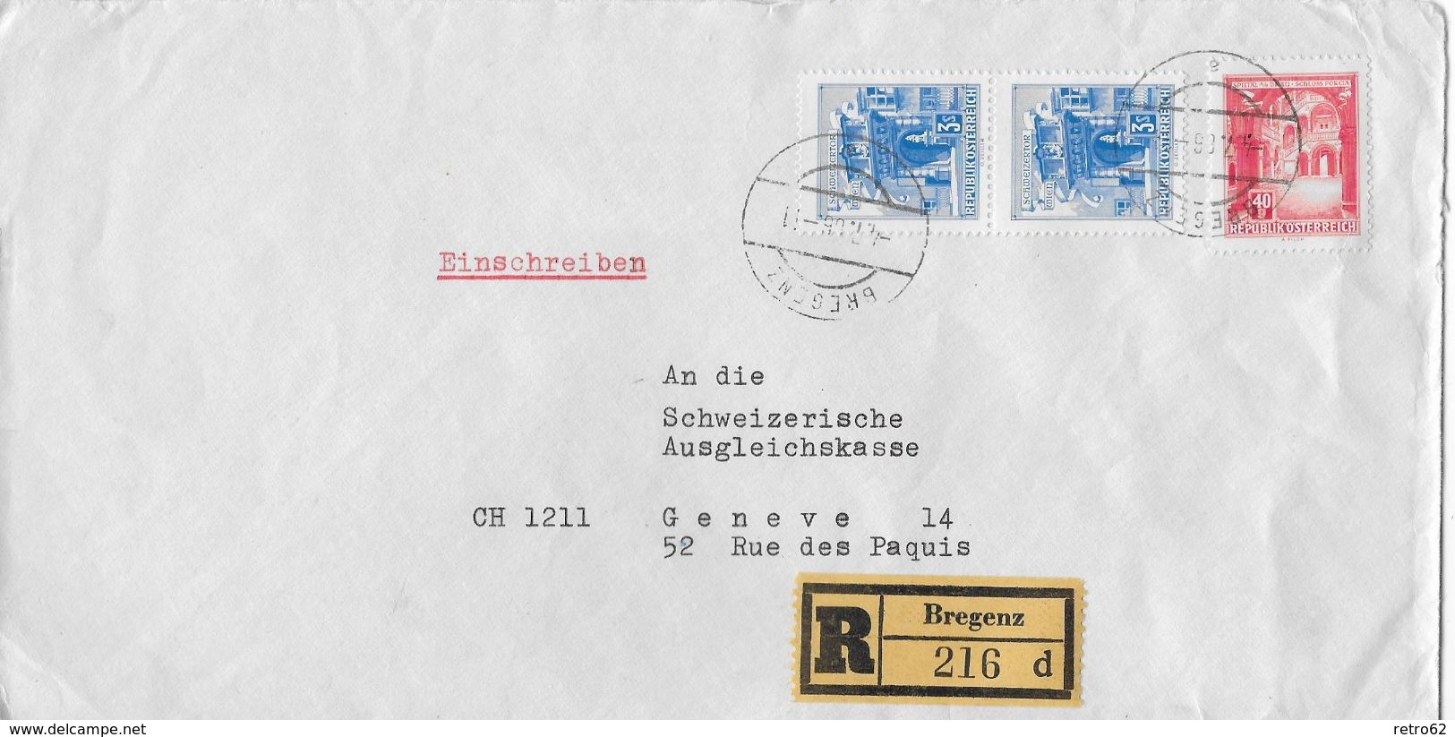 1966 R-Brief Bregenz Nach Genf - Lettres & Documents