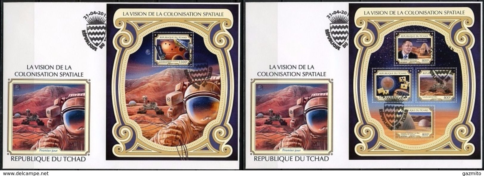 Tchad 2017, Space Colonization, 4val In BF+BF In 2FDC - Africa