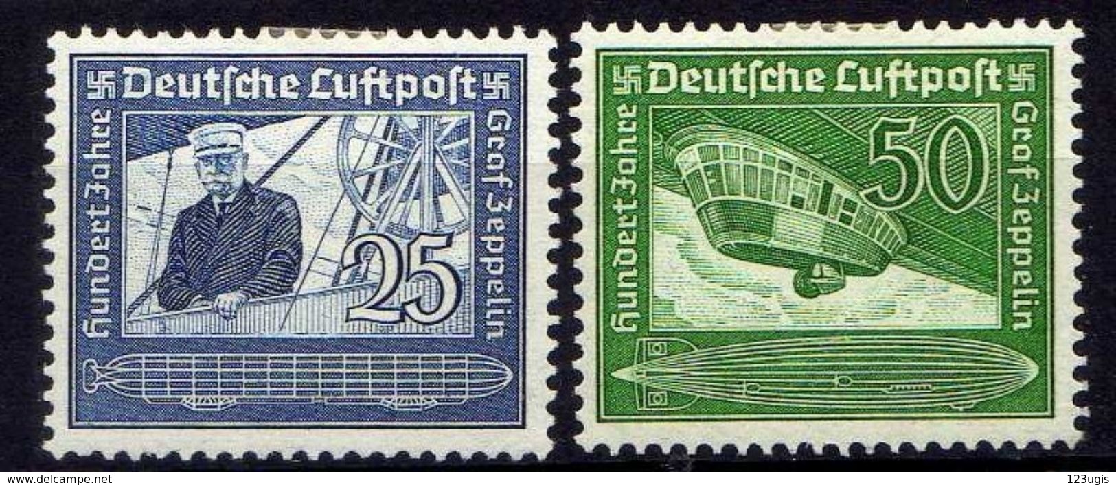Deutsches Reich, 1938, Mi 669-670 *, Zeppelin Flugpost (Air Mail) [240218XXII] - Nuevos