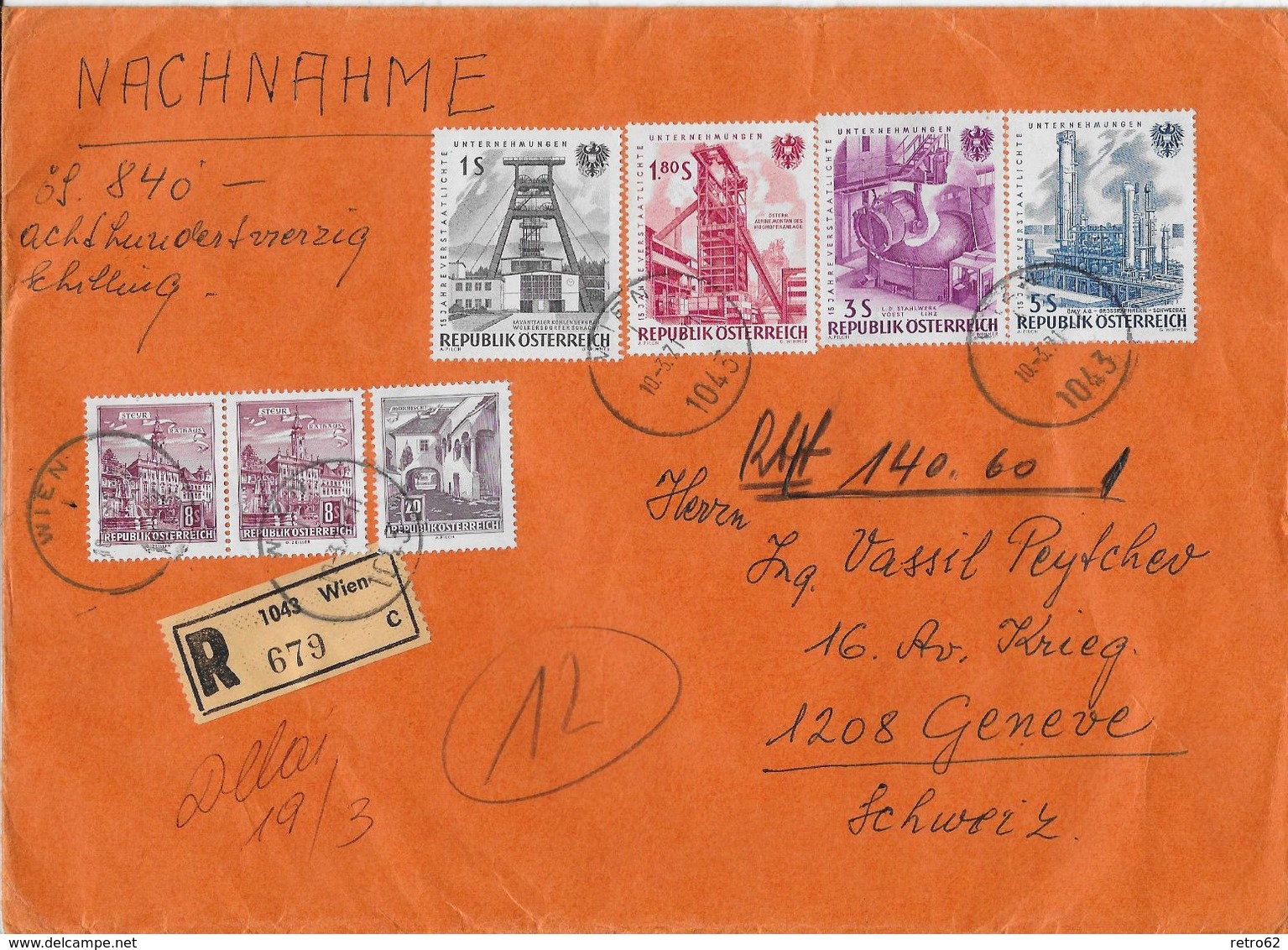 1971 VALOREN-BRIEF → R-Brief Mit 840 Schilling Von Wien Nach Genf - Briefe U. Dokumente