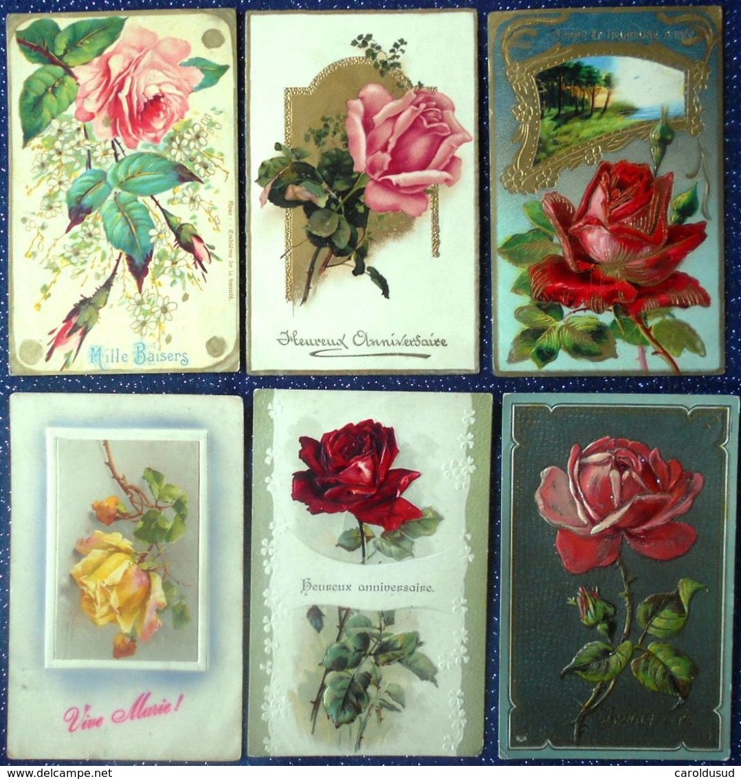 CPA Lot 8 X Litho RELIEF DORURE Illustrateur HAMEL BRASCH  Klein KOPAL EAS K.F. THEME FLEUR  ROSE SEULE En MEDAILLON - Collections & Lots