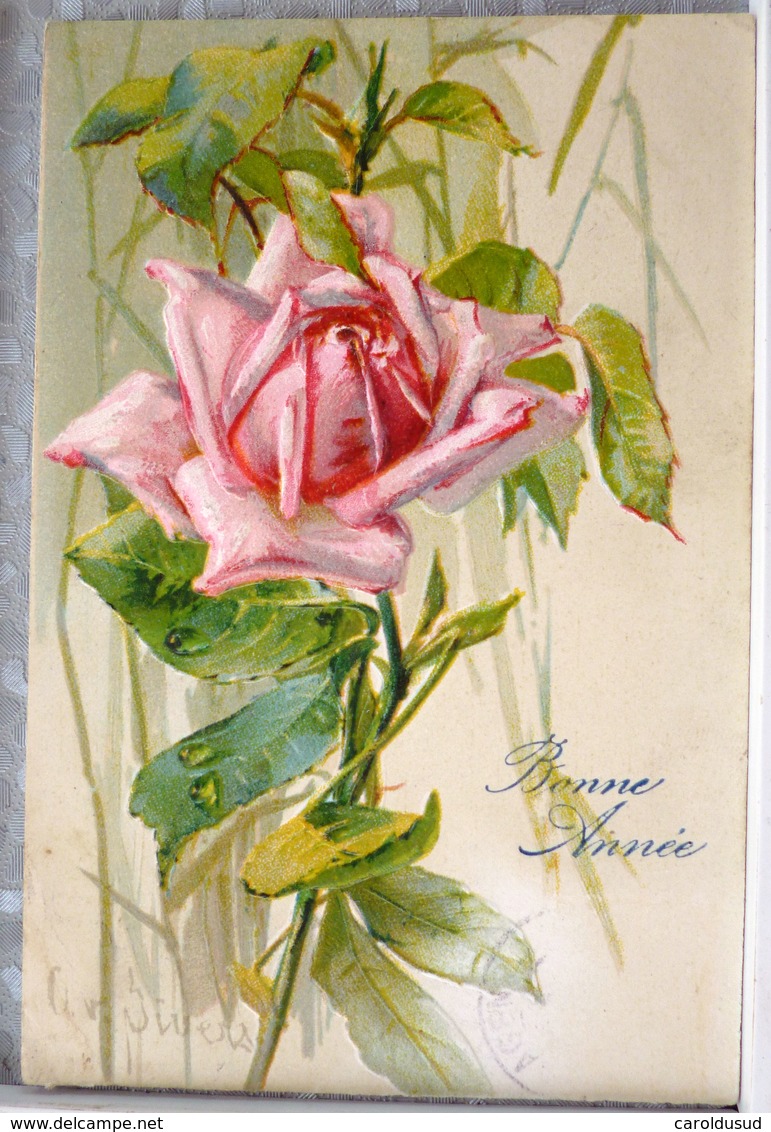 CPA Lot 8 X Litho RELIEF DORURE Illustrateur HAMEL BRASCH  Klein KOPAL EAS K.F. THEME FLEUR  ROSE SEULE En MEDAILLON - Collezioni E Lotti