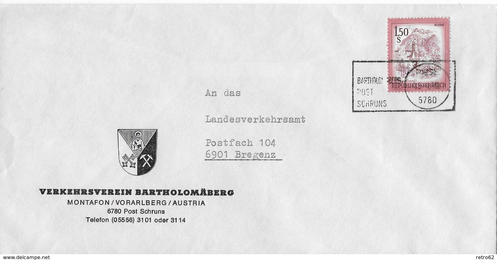 1975 VERKEHRSVEREIN BARTHOLOMÄBERG → Off.Brief Von Montafon Nach Bregenz - Briefe U. Dokumente