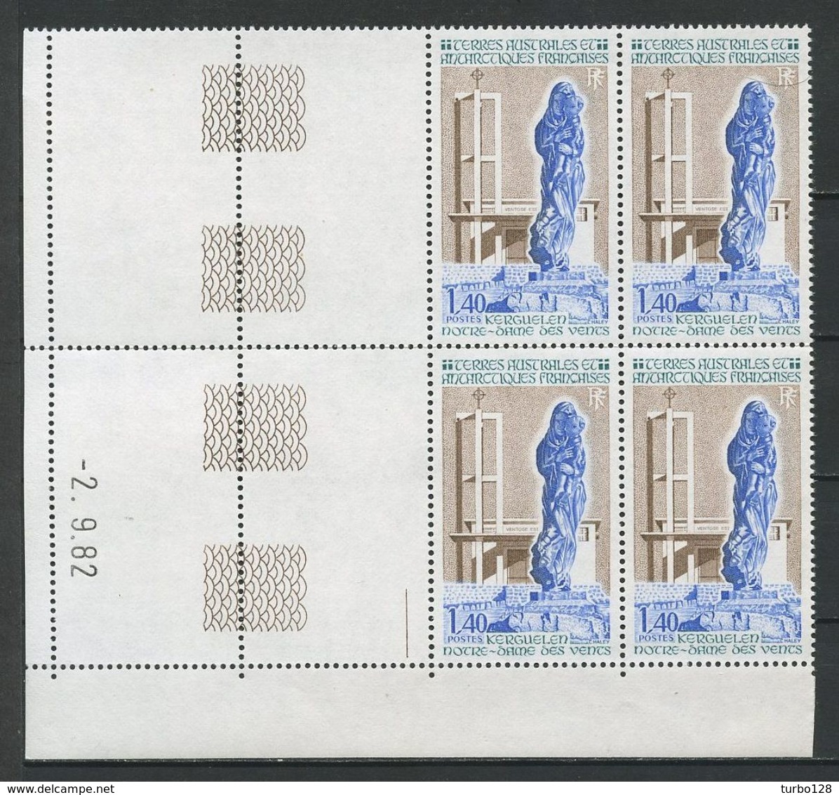 TAAF 1982 N° 96 ** Bloc De 4 Coin Daté Neuf MNH Superbe  Cote 6.25 &euro; Kerguelen Chapelle Notre-Dame Des Vents Church - Neufs