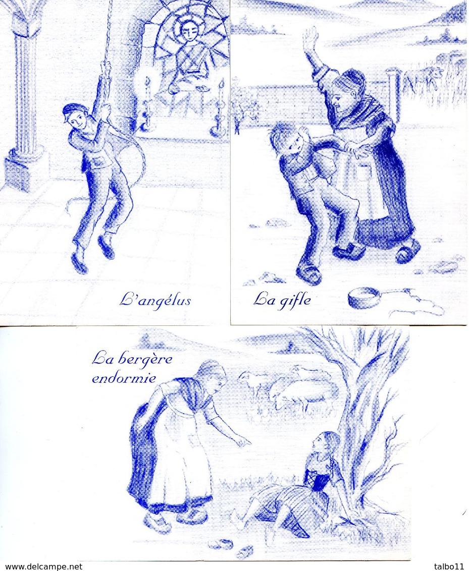Illustrateur G Clair - Lot De 7 Cartes - Hiver, Bon Voisin, Toussaint, Apprentie, Bergère, Gifle, Angelus - Autres & Non Classés