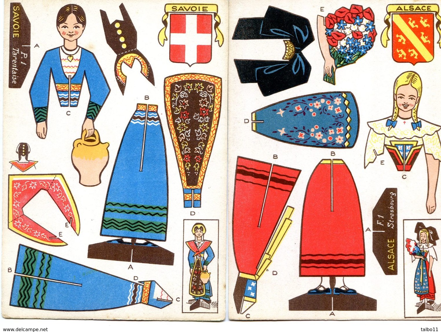 Decoupis Lot De 6 - Les Costumes Régionaux Francais - Savoie, Alsace, Normandie, Béarn, Picardie, Lorraine - Autres & Non Classés