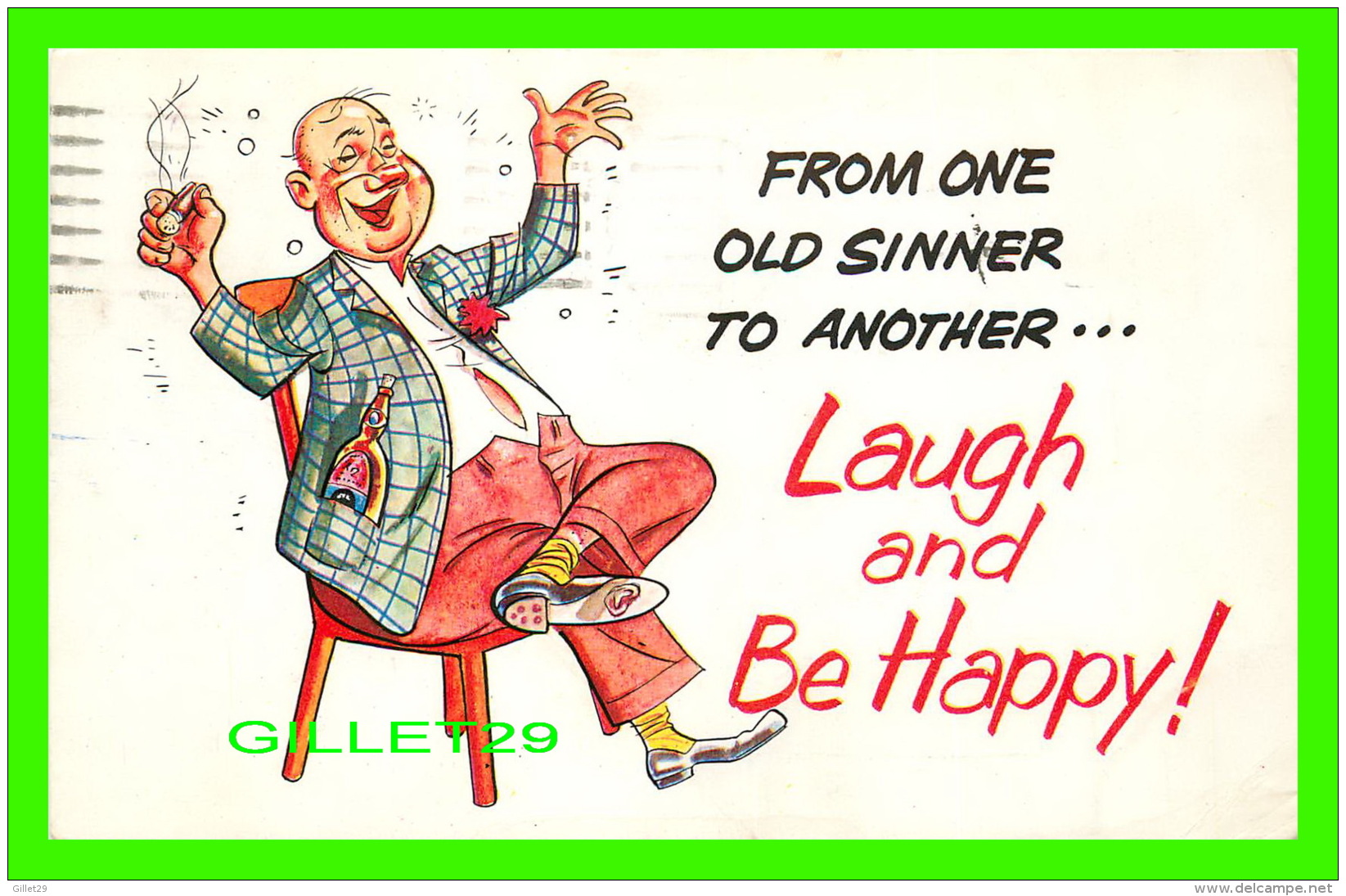 HUMOUR, COMICS - FROM ONE OLD SINNER TO ANOTHER LAUGH AND BE HAPPY ! - TRAVEL IN 1959 - PUB. BY COOPER POSTCARDS CO - - Humor