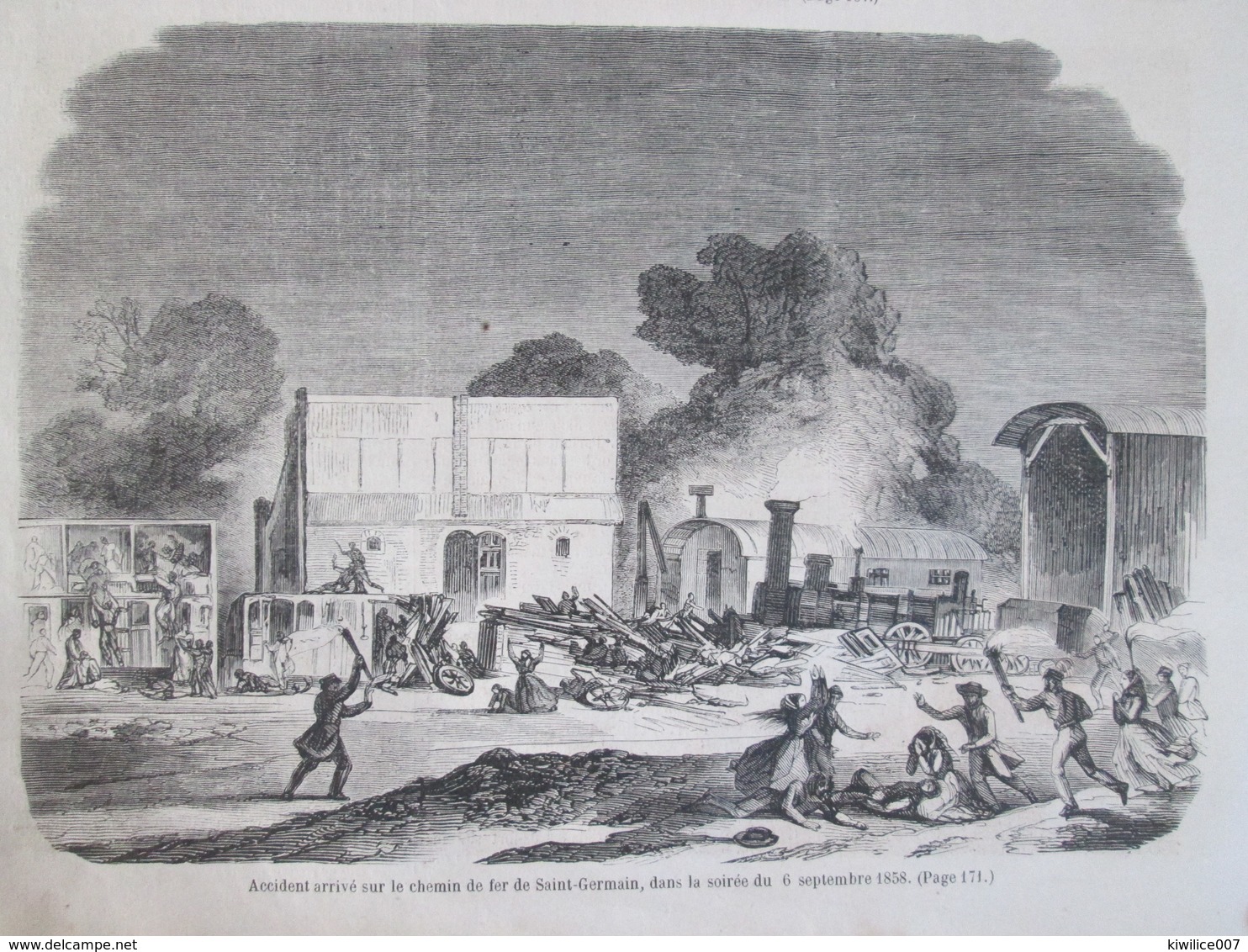 Gravure  1858 Accident De Train  Sur Le Chemin De Fer   De Saint Germain    6 Septembre  1858 - Documents Historiques