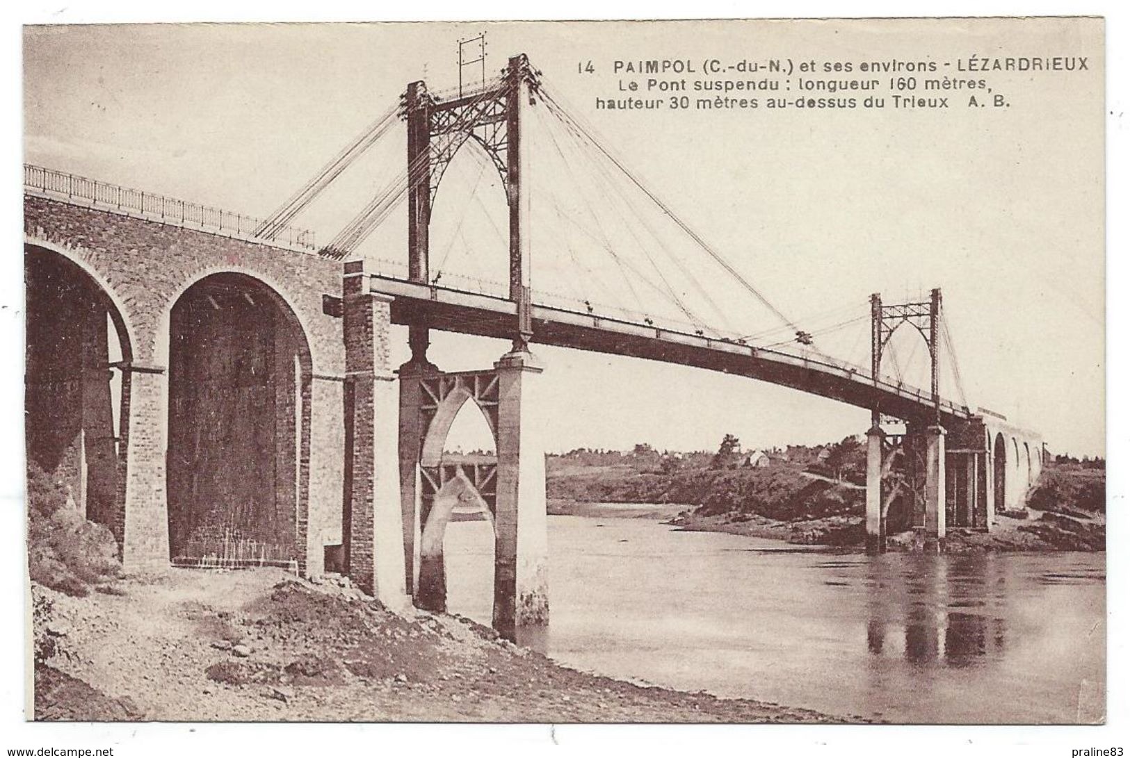 CPA - PAIMPOL ET ENVIRONS, LEZARDRIEUX, PONT SUSPENDU - Côtes D' Armor 22 - Paimpol