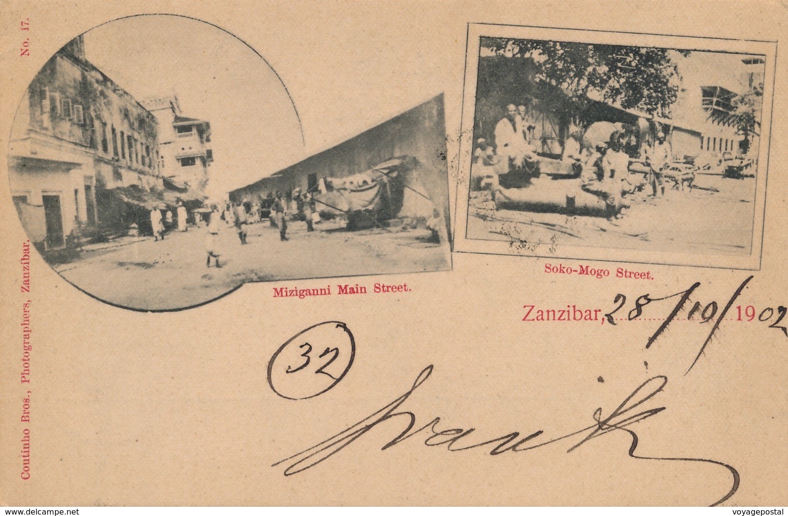 Bureau Français Zanzibar Type Sage Via Port Said - Briefe U. Dokumente