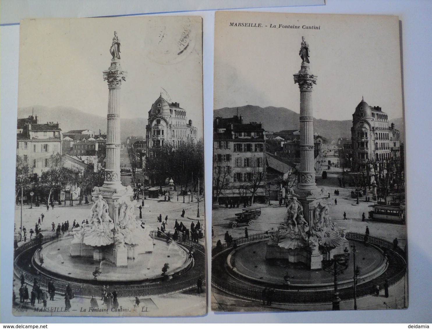 LOT DE 2 CPA MARSEILLE ANNEES 10. LA FONTAINE CANTINI. ANIMEES - Monuments