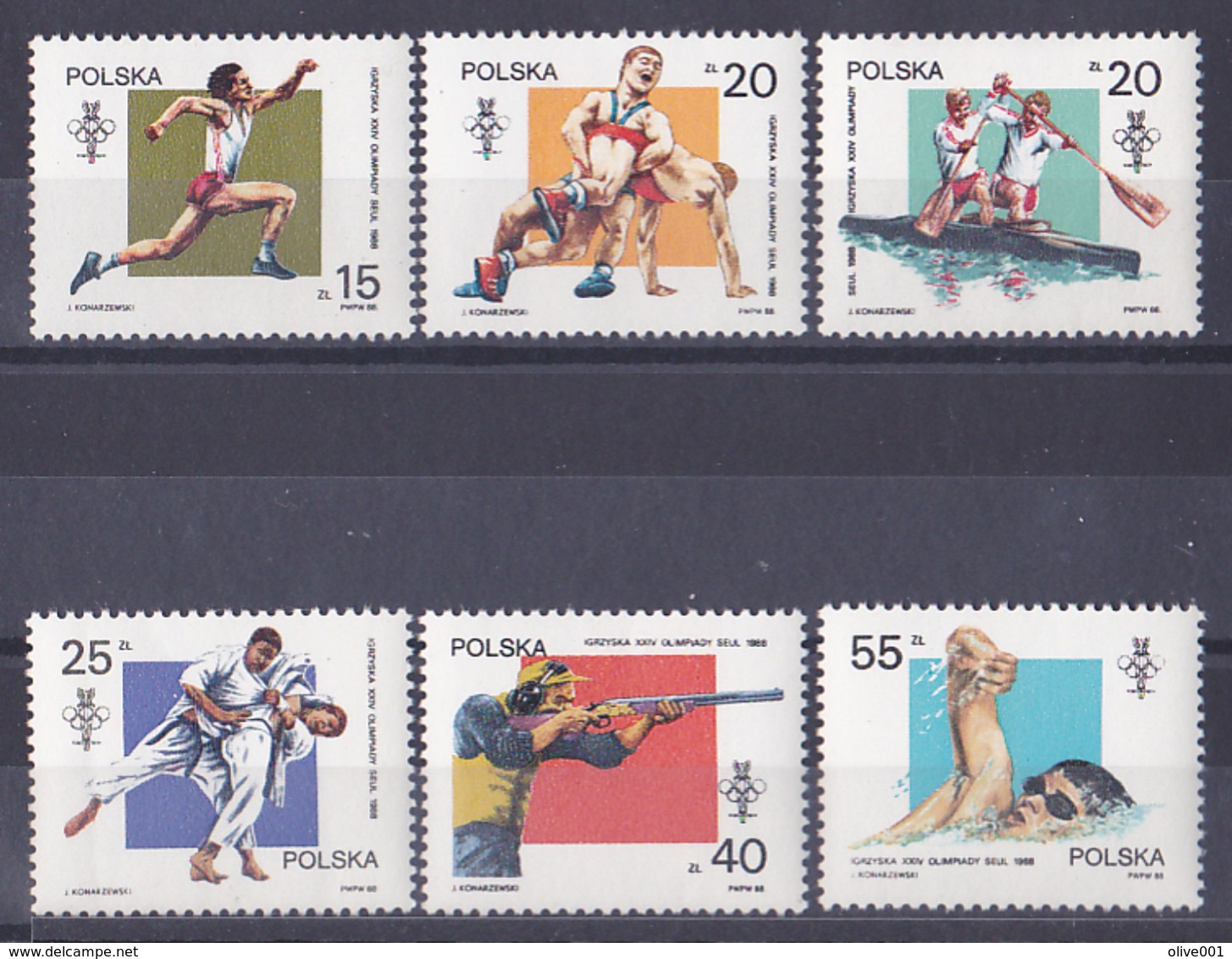 Pologne Jeux Olympique De Séoul 1988 Série De 6 Tp Y&T N° 2956 / 2961 MNH ** Départ 50 % - Ete 1988: Séoul