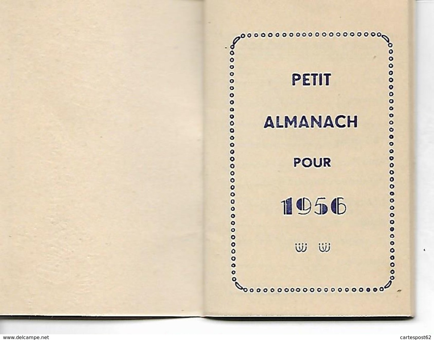 Petit Almanach Année 1956. Publicité Maison Adam Strasbourg. - Petit Format : 1941-60