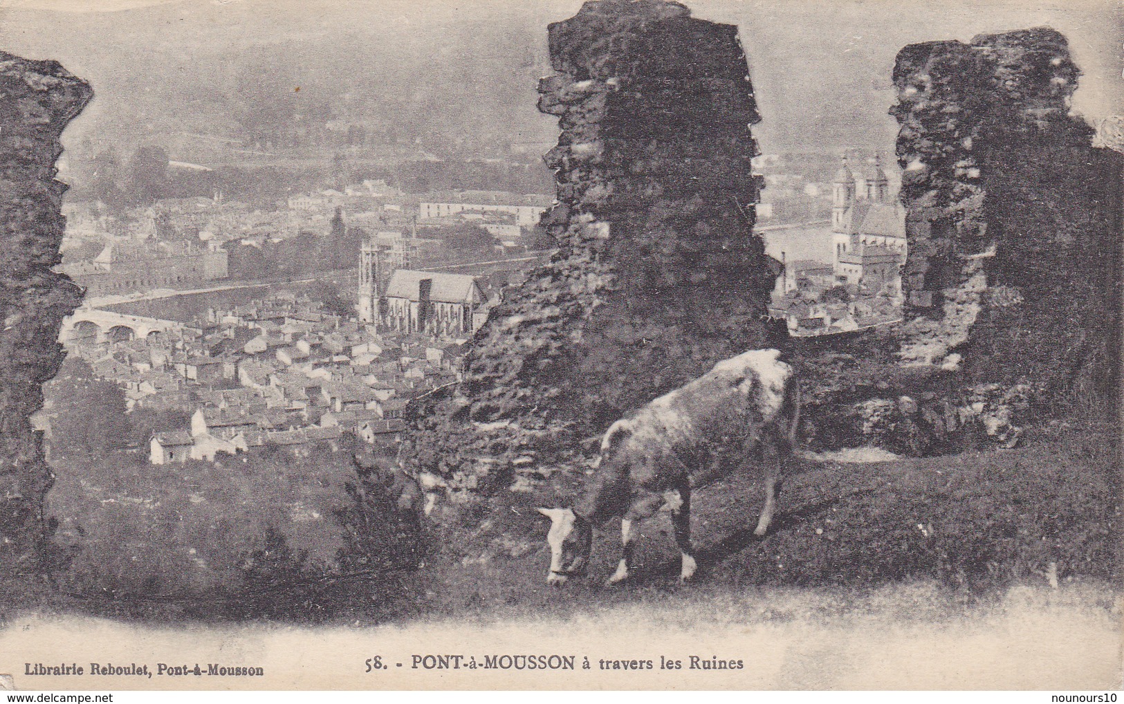 Pont à Mousson (Meurthe Et Moselle) A Travers Les Ruines (vache) - Pont A Mousson