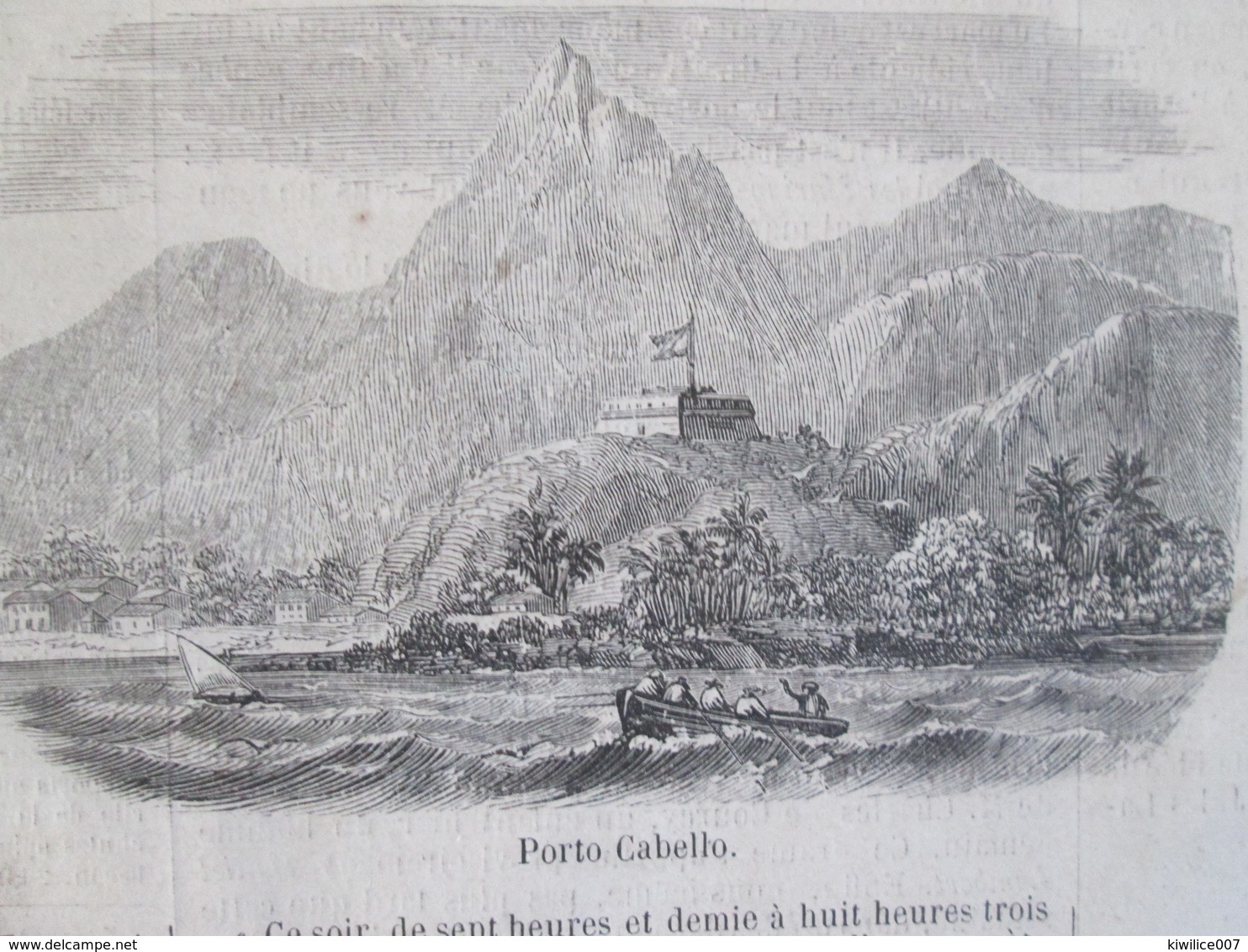 Gravure  1858 Blocus  Du Port   De La Ville   De GUAYRA    PORTO CABELLO  VENEZUELA Caracas - Non Classés