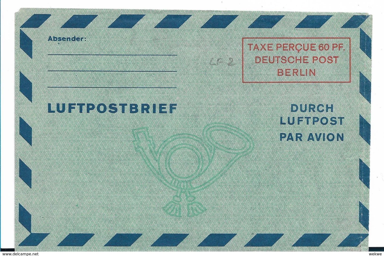 BLN213a / Luftpostleicht-Brief LF 2 Ungebraucht (Aerogram) - Sobres Privados - Nuevos