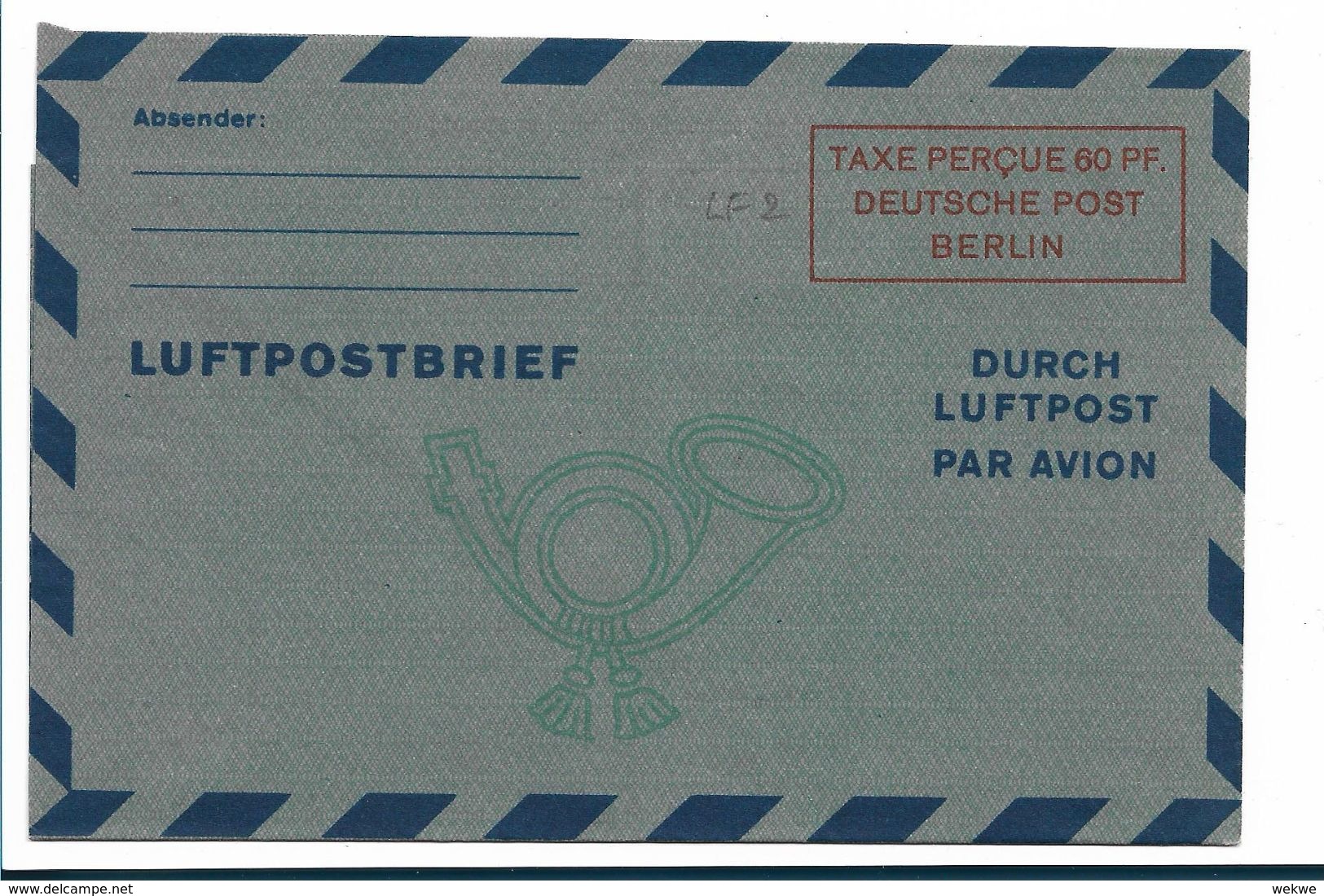 BLN213 B/ Luftpostleicht-Brief LF 2 Ungebraucht (Aerogram) - Enveloppes Privées - Neuves