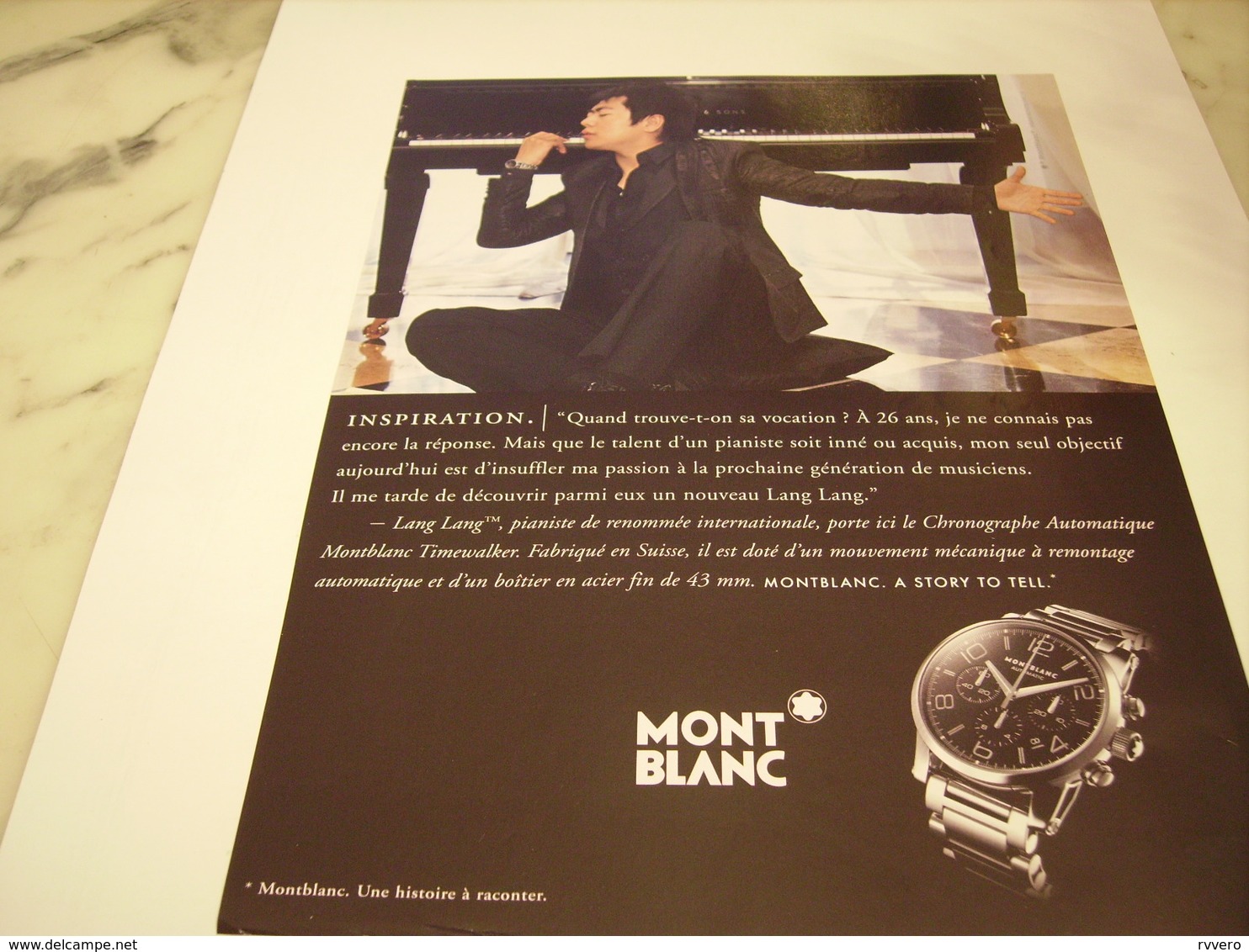 ANCIENNE PUBLICITE PIANISTE LANG LANG ET   MONTRE MONTBLANC 2009 - Autres & Non Classés