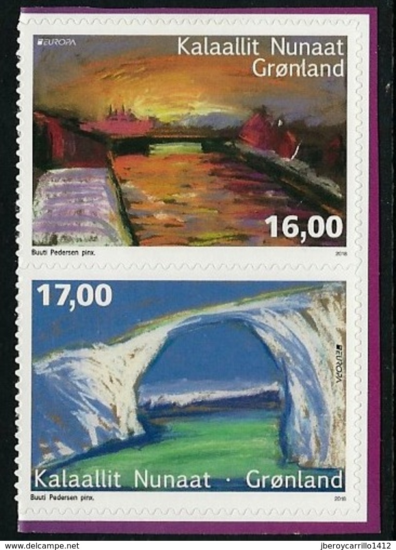 GROENLAND/ GROENLANDIA/ GREENLAND - EUROPA 2018 -TEMA- "PUENTES.- BRIDGES - BRÜCKEN - PONTS" - SERIE TIPO B - ADHESIVOS - 2018