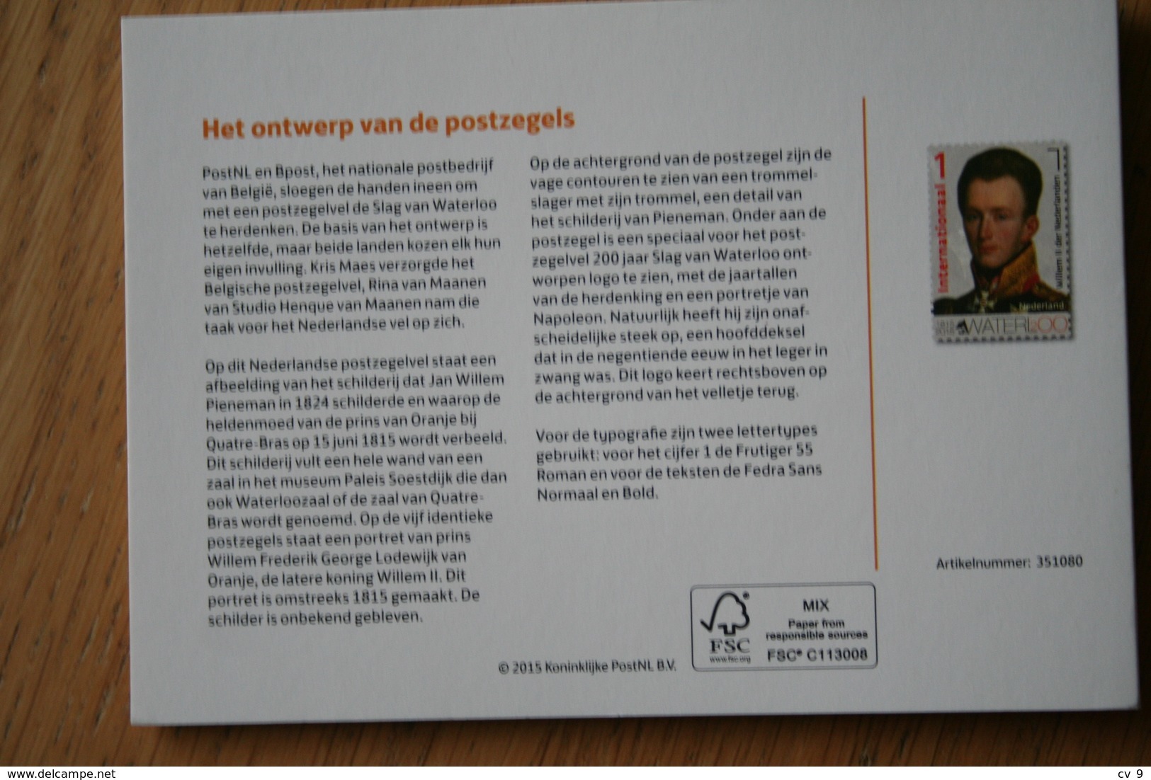 200 Years Battle Of Waterloo PZM 523 Presentation Pack 2015 POSTFRIS MNH ** NEDERLAND NIEDERLANDE NETHERLANDS - Neufs