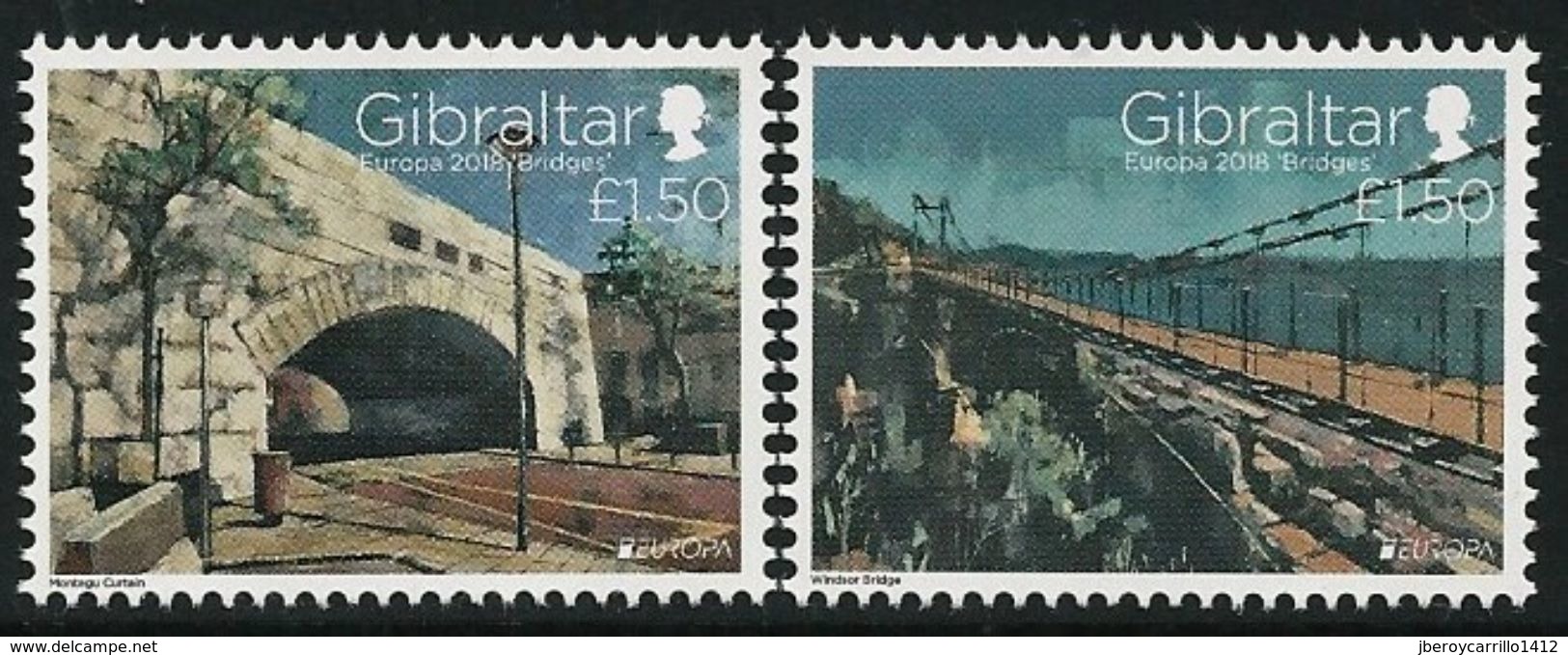 GIBRALTAR - EUROPA 2018 -TEMA ANUAL - "PUENTES.- BRIDGES - BRÜCKEN - PONTI" -  SERIE 2 V. - 2018