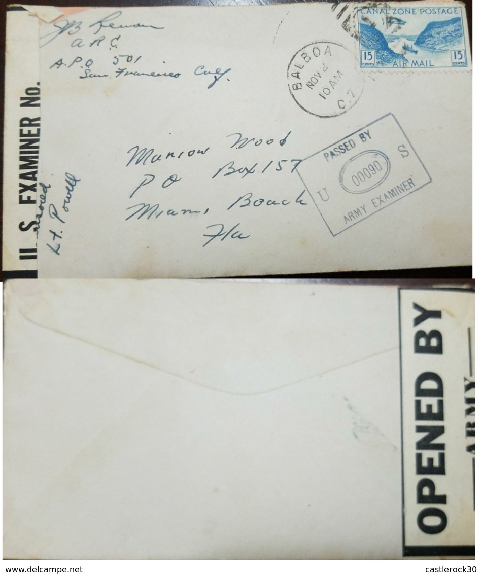 L) 1942 CANAL ZONE, BLUE, SHIP, 15C, AIR MAIL, CIRCULATED COVER FROM CANAL ZONE TO MIAMI, CENSOR, XF - Canal Zone
