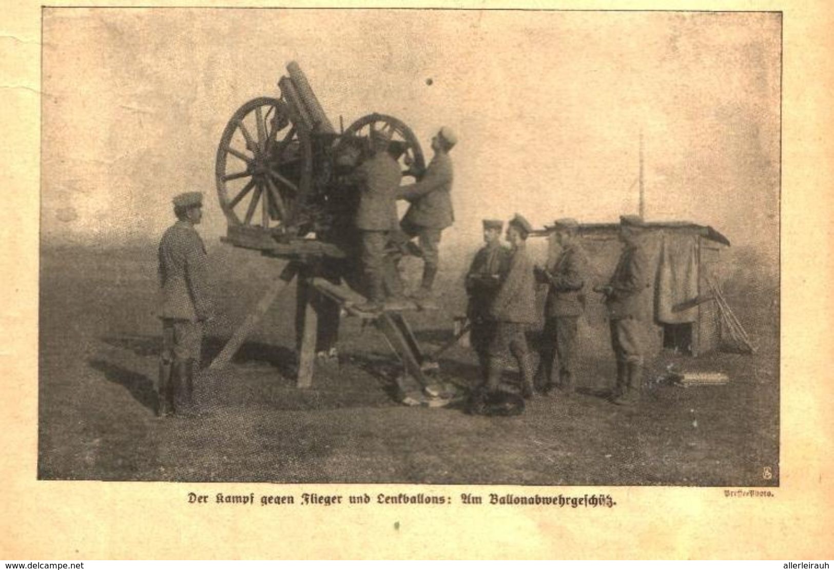 Am Ballonabwehrgeschuetz / Druck  Aus Zeitschrift/1915 - Empaques