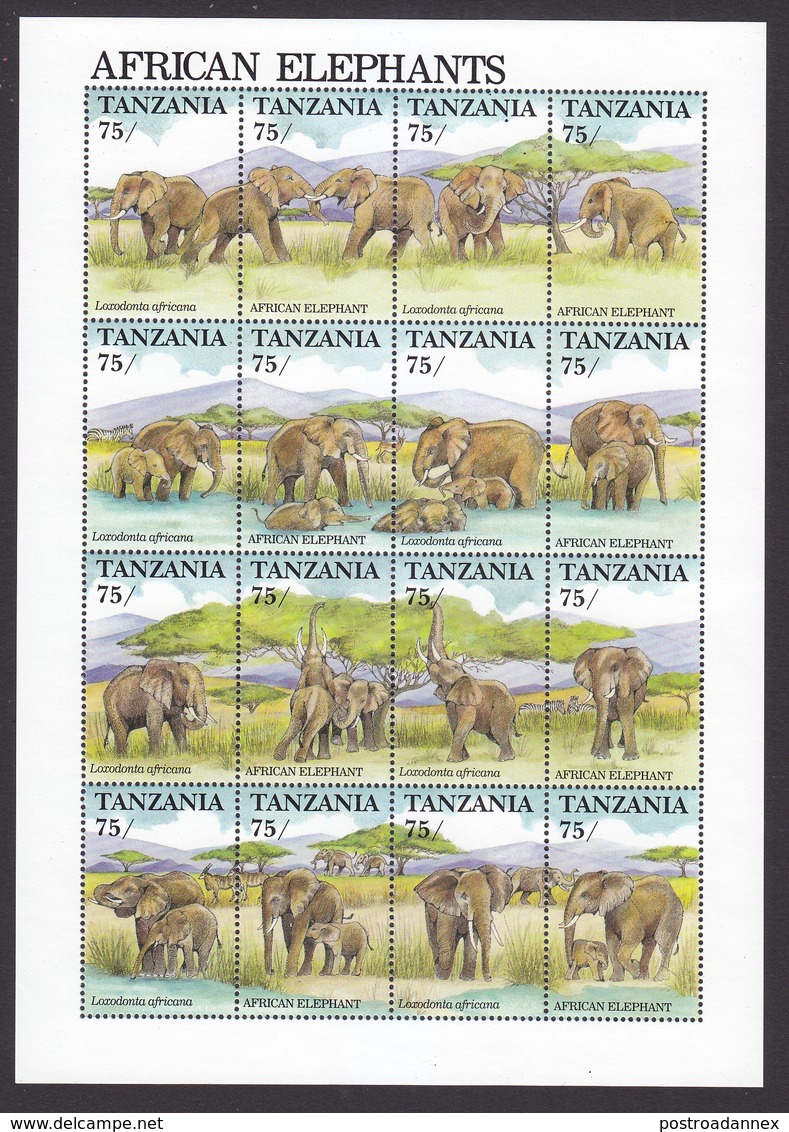 Tanzania, Scott #769, Mint Never Hinged, Elephants, Issued 1991 - Tanzania (1964-...)
