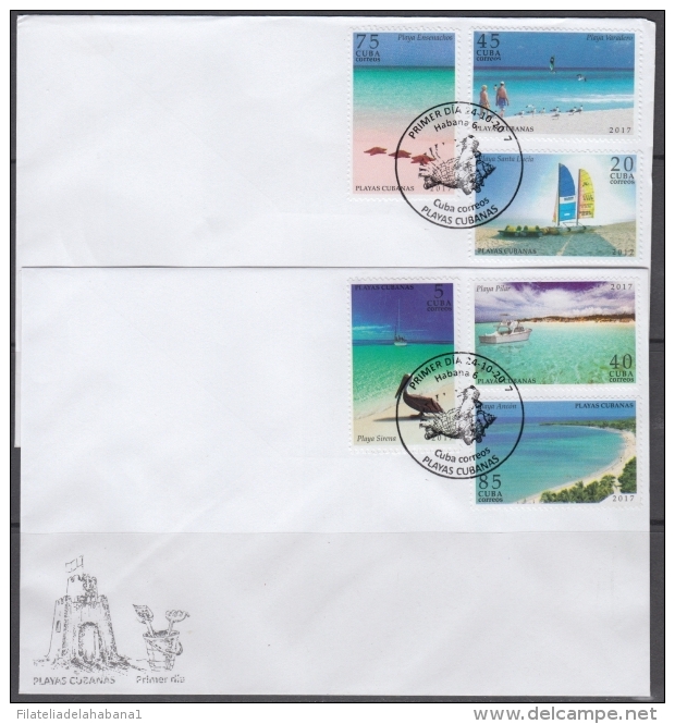 2017-FDC-46 CUBA 2017 FDC. BEACH PLAYAS DEL ANCON, VARADERO, SANTA LUCIA, PILAR, ENSENACHOS, GUARDALAVACA. - FDC