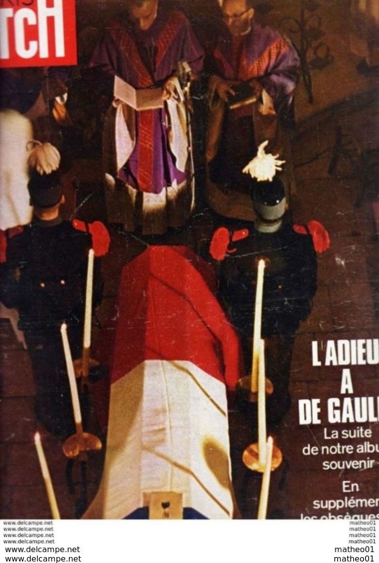 3 PARIS MATCH 1970 1971 Numero Historique1970 L'ADIEU A DE GAULLE - People